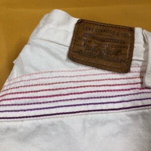 Levi's White Denim Shorts with Pink Accent Stitching